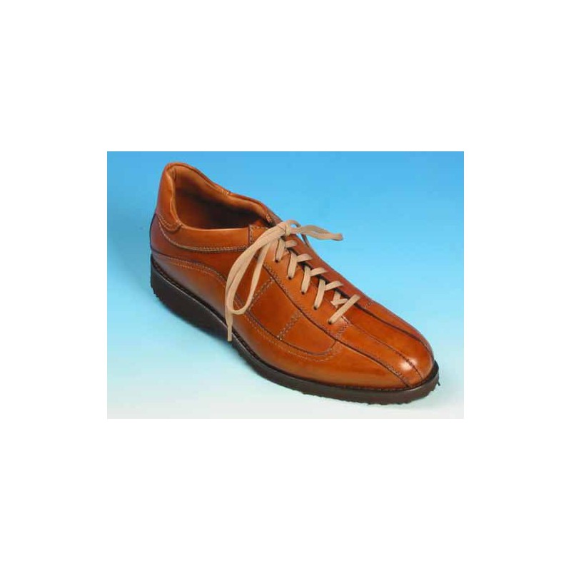Zapato con cordones para hombre en piel color cuero - Tallas disponibles:  42, 43, 53