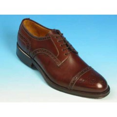 Scarpa derby stringata con puntale floreale in pelle marrone mogano - Misure disponibili: 40, 43, 52, 53