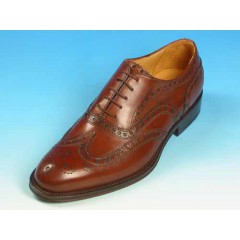 Scarpa oxford stringata con lavorazione Brogue in pelle marrone mogano - Misure disponibili: 40, 41, 45, 52, 53, 54
