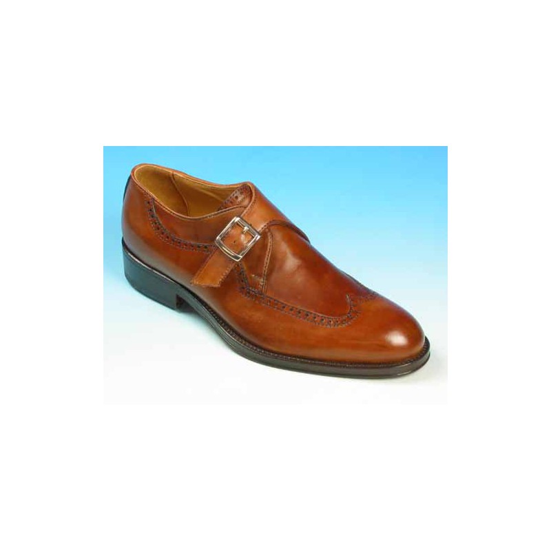 Chaussure pour hommes avec boucle et bout golf en cuir brun - Pointures disponibles:  37, 38, 39, 40, 41, 42, 44, 48, 49, 52, 53, 54