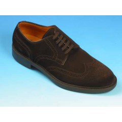 Herrenderbyschuh mit Schnürsenkeln und Broguemuster aus braunem Wildleder - Verfügbare Größen:  39, 40