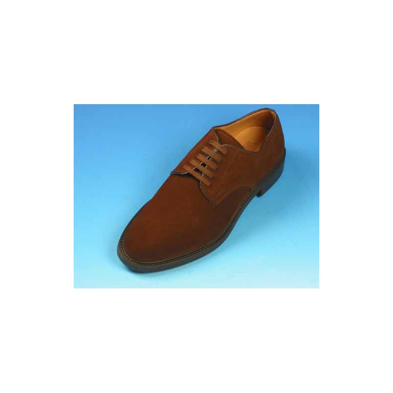 Men's derby lace-up shoe in brown suede - Available sizes:  40, 44