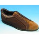 Chaussure sportif à lacets pour hommes en daim et cuir marron et daim beige chameau
