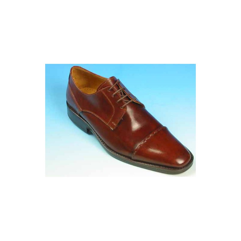 Chaussure derby à lacets avec bout droit pour hommes en cuir marron - Pointures disponibles:  43, 44, 45, 50, 51, 52, 53, 54