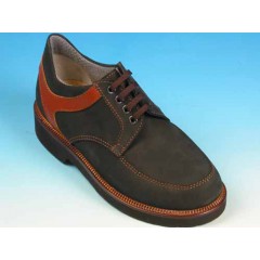 Men's laced shoe in black nubuck leather and tan brown leather - Available sizes:  40, 43