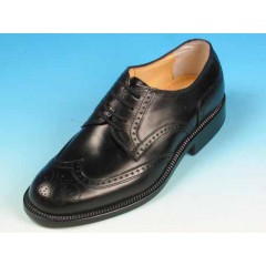 Derbyschuh mit Schnürsenkeln mit Broguemuster für Herren aus schwarzem Leder - Verfügbare Größen:  40