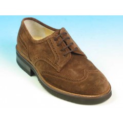 Derbyschuh mit Schnürsenkel und Broguemuster für Herren aus braunem Wildleder - Verfügbare Größen:  40, 43
