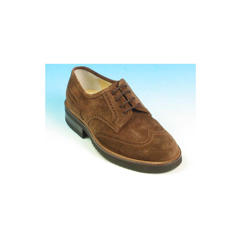 Scarpa derby stringata con lavorazioni Brogue da uomo in pelle scamosciata color marrone  - Misure disponibili: 40, 43
