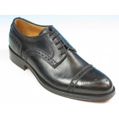 Scarpa derby stringata con puntale floreale da uomo in pelle nera - Misure disponibili: 51, 52, 53, 54