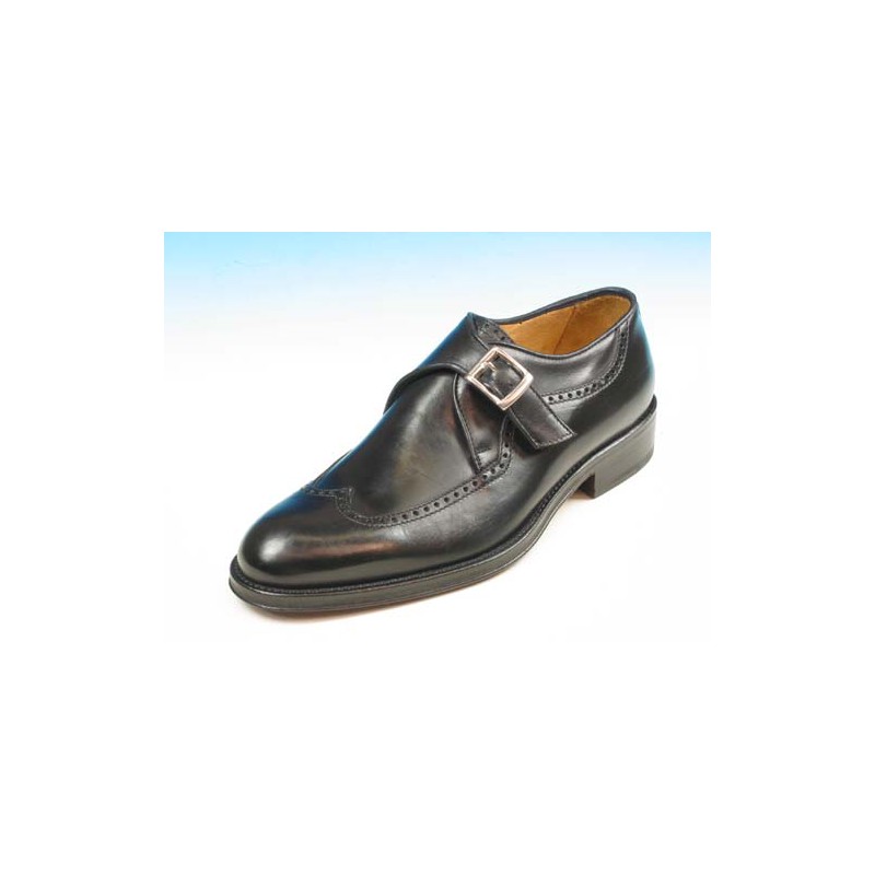Scarpa elegante da uomo con fibbia e decorazioni a coda di rondine in pelle nera - Misure disponibili: 37, 40, 44, 50, 52, 54