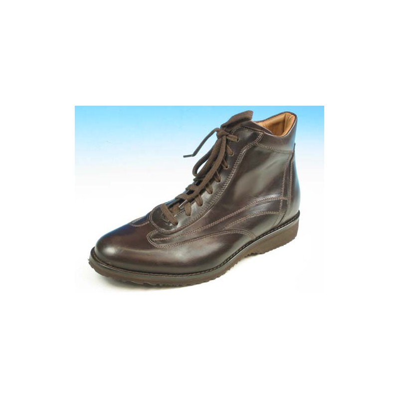 Men's laced ankle shoe in dark brown leather - Available sizes:  39, 40, 41, 45