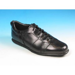 Men's laced sports shoe in black leather - Available sizes:  41
