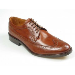 Scarpa stringata derby da uomo con lavorazione Brogue in pelle color marrone - Misure disponibili: 45, 52