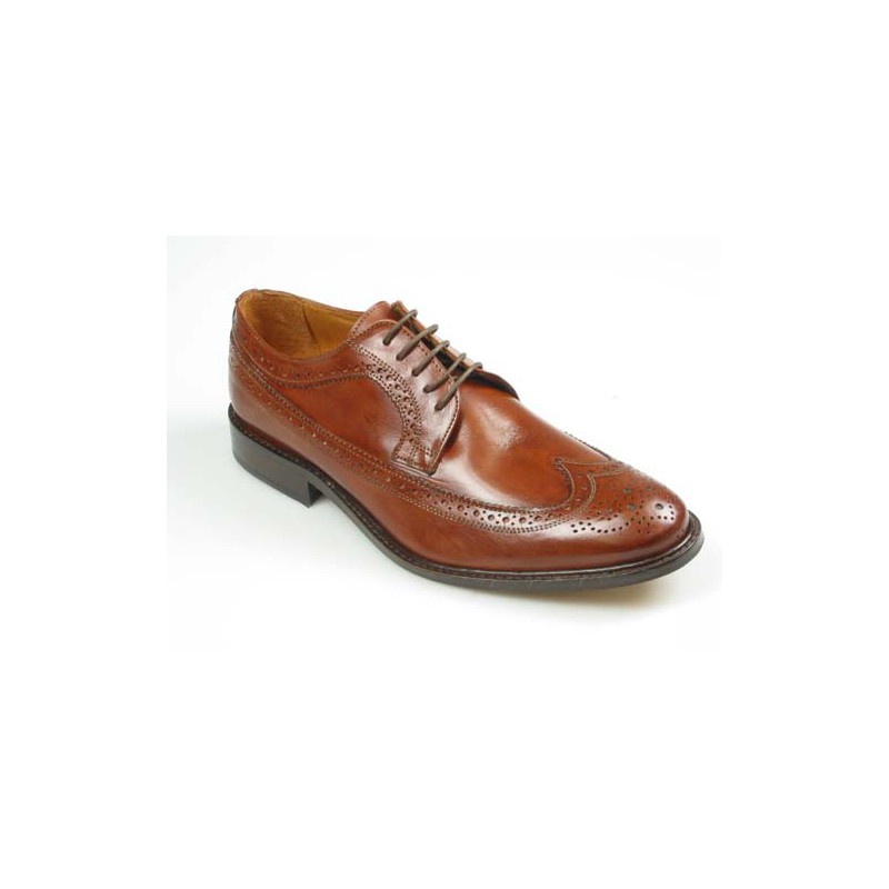 Chaussure derby à lacets pour hommes en cuir marron avec bout Brogue  - Pointures disponibles:  45, 52