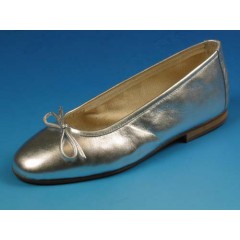 Ballerina da donna con fiocco in pelle colore argento tacco 1 - Misure disponibili: 32