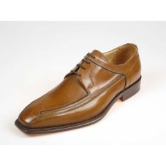 Zapato derby elegante con cordones para hombre en piel de color cuero - Tallas disponibles:  38, 39, 40, 41, 43, 45, 50, 51