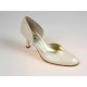 Escarpin ouvert pour femmes en cuir ivoire perlé talon 7