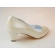 Zapato de salon en piel perlada de color marfil tacon 5 - Tallas disponibles:  31, 33, 46