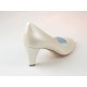 Zapato de salon en piel perlada de color marfil tacon 7 - Tallas disponibles:  46
