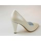 Zapato de salon para mujer en piel perlada de color marfil tacon 9 - Tallas disponibles:  31, 44, 46