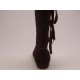 Stivale con cerniera e frangia in camoscio marrone zeppa 1 - Misure disponibili: 32