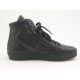 Men's sportive ankle-high shoe with laces in black leather