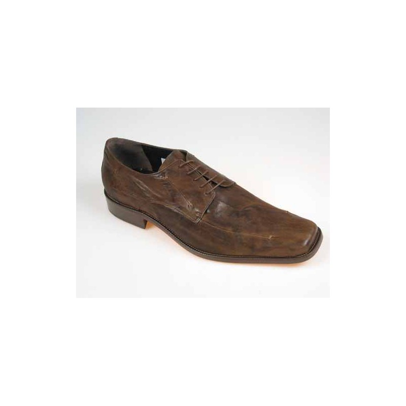 Herrenderbyschuh mit Schnürsenkeln aus braunem Vintage-Leder - Verfügbare Größen:  50