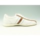Men's laced sports shoe in white and light brown leather  - Available sizes:  36