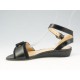 Sandal with strap and buckle in black leather wedge heel 3 - Available sizes:  31