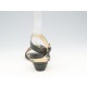 Sandal with strap and buckle in black leather wedge heel 3 - Available sizes:  31