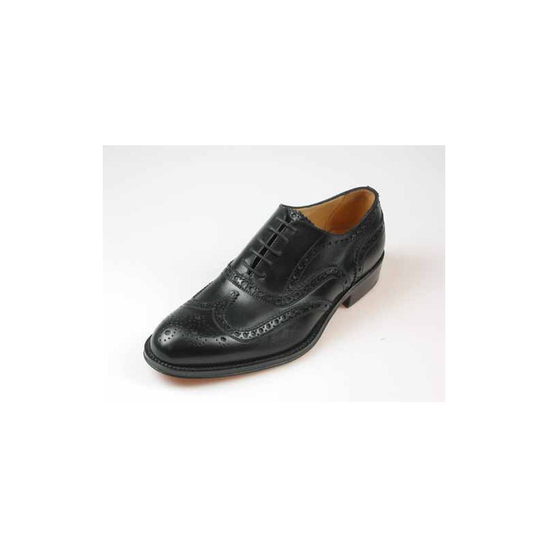 Herrenoxfordschuh mit Schnürsenkeln und Broguemuster aus schwarzem Leder - Verfügbare Größen:  53, 54