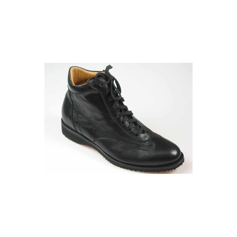 Botines con cordones para hombre en piel negra - Tallas disponibles:  45