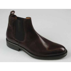 Stivaletto da uomo in pelle marrone con elastici laterali  - Misure disponibili: 41, 44