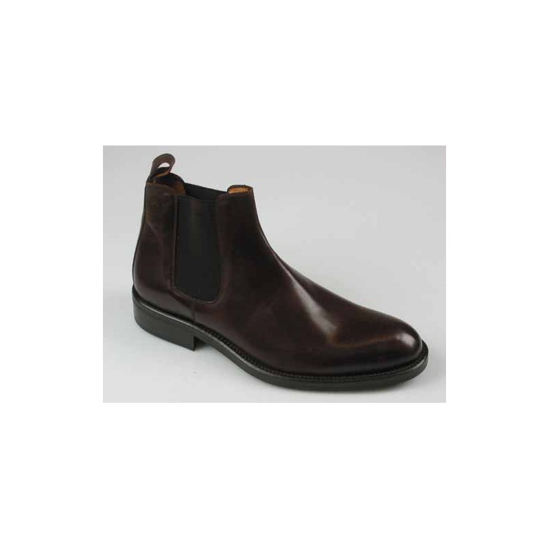 Stivaletto da uomo in pelle marrone con elastici laterali  - Misure disponibili: 41, 44