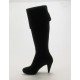 Damenstiefel mit Plateau und Umschlag aus schwarzem Wildleder Absatz 9 - Verfügbare Größen:  32