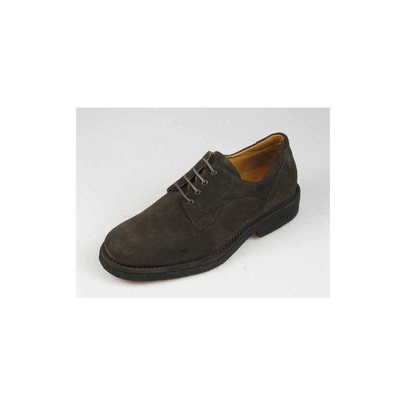 Zapato con cordones para hombre en gamuza marron oscura - Tallas disponibles:  40