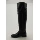 Kniehoher Damenstiefel mit Umschlag und Reissverschluss aus schwarzem Leder Absatz 2 - Verfügbare Größen:  31