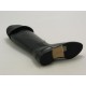 Bota sobre la rodilla con solapa y cremallera en piel negra tacon 2 - Tallas disponibles:  31