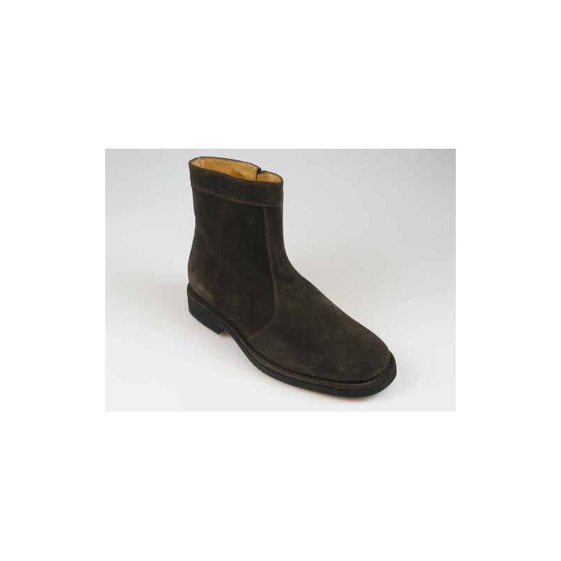 Men's ankle wirh zipper shoe in brown suede - Available sizes:  40, 42, 43