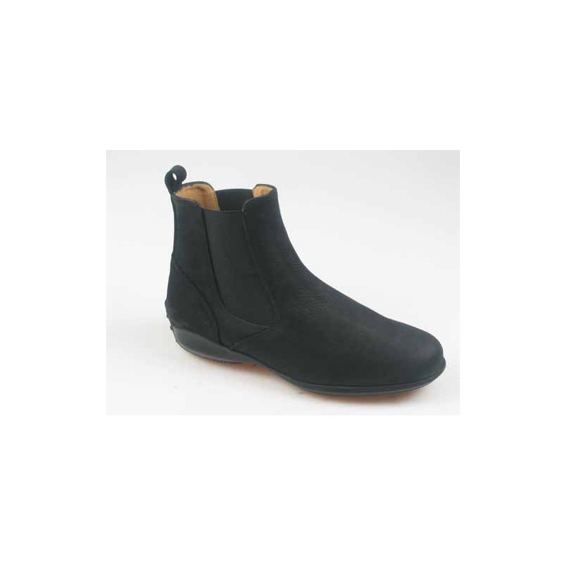Botines para hombre en piel nubuk negra con elasticos laterales  - Tallas disponibles:  37, 40, 51