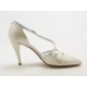 Scarpa aperta da donna con cinturini in pelle colore avorio perlato tacco 9 - Misure disponibili: 42, 43, 44, 46