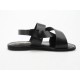 Sandale pour hommes en cuir noir - Pointures disponibles:  47