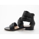 Open shoe with zipper in black leather heel 3 - Available sizes:  31