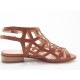 Sandalo con due cinturini in pelle colore cuoio tacco 2 - Misure disponibili: 31