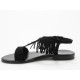Sandalo con frange in camoscio nero tacco 1 - Misure disponibili: 31