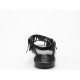 Sandalo con frange in camoscio nero tacco 1 - Misure disponibili: 31