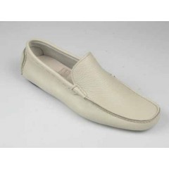 Men's car shoe in smoke white leather - Available sizes:  39