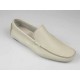 Men's car shoe in smoke white leather
