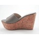 Sabo abierto en piel de color gris cuña 10 - Tallas disponibles:  42