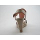 Sandalo zeppa in pelle colore beige -  